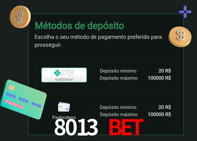 O cassino 8013 Bet oferece uma grande variedade de métodos de pagamento